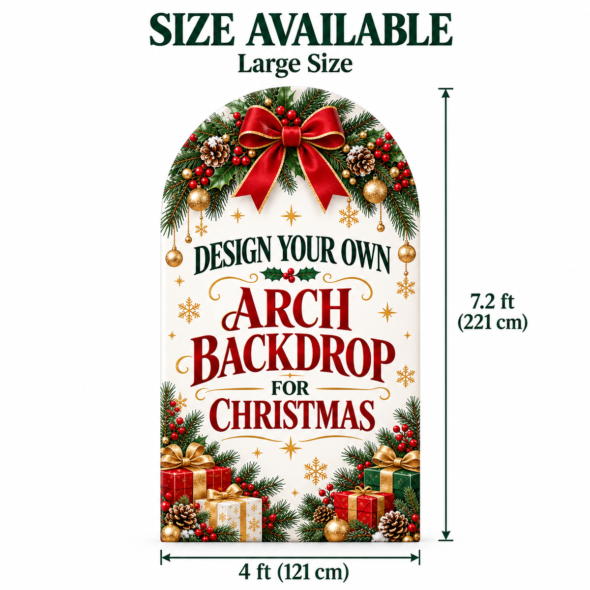 Custom Christmas Arch Backdrop Cover – Upload Your Own Design, Personalized Holiday Party Photo Backdrop, Business Logo Banner