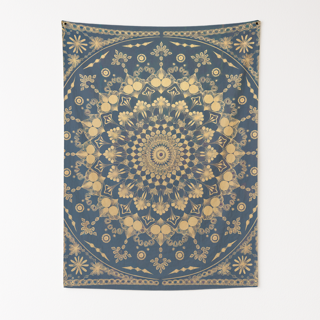 GOLDEN MANDALA GLOW TAPESTRY