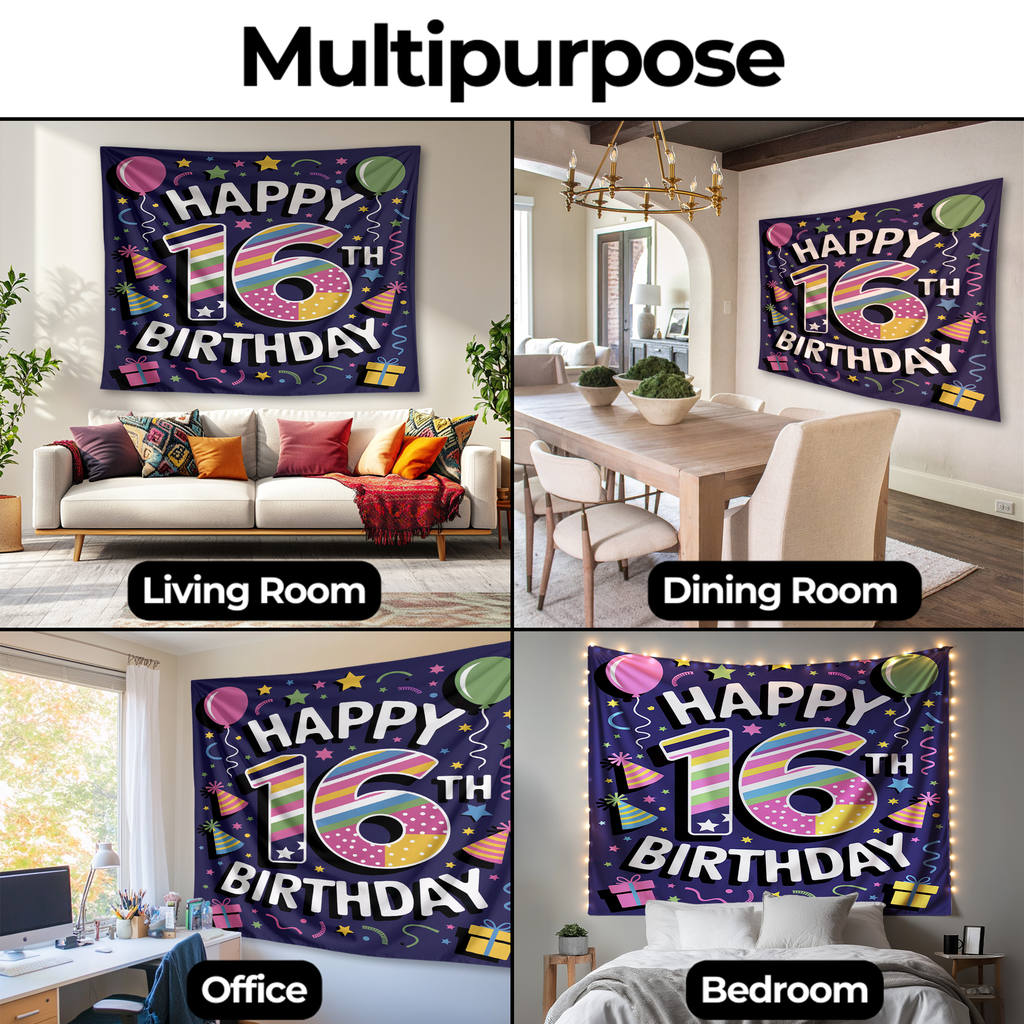 16TH BIRTHDAY WALL TAPESTRY