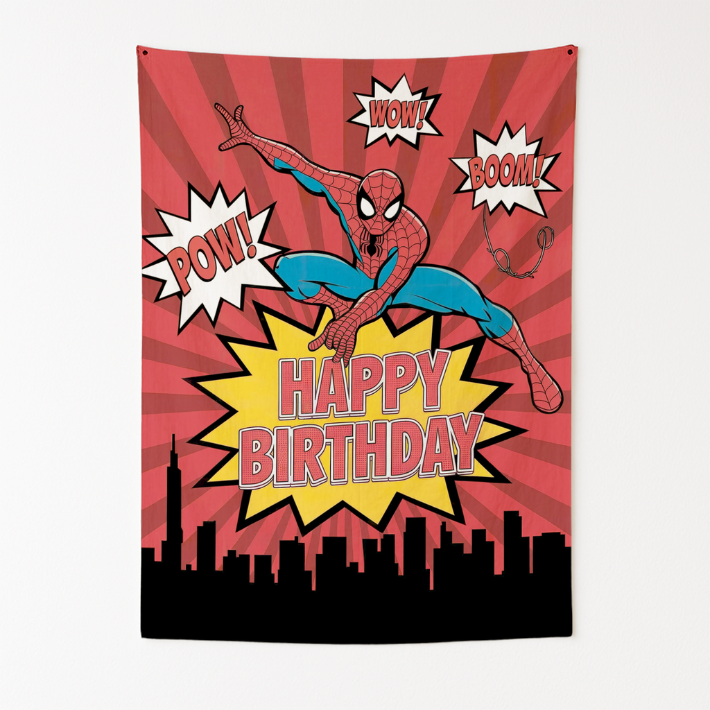 HAPPY BIRTHDAY SPIDER-MAN INSPIRED WALL TAPESTRY