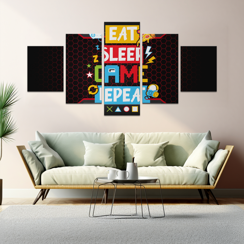 EAT, SLEEP, GAME & REPEAT WALL CANVAS