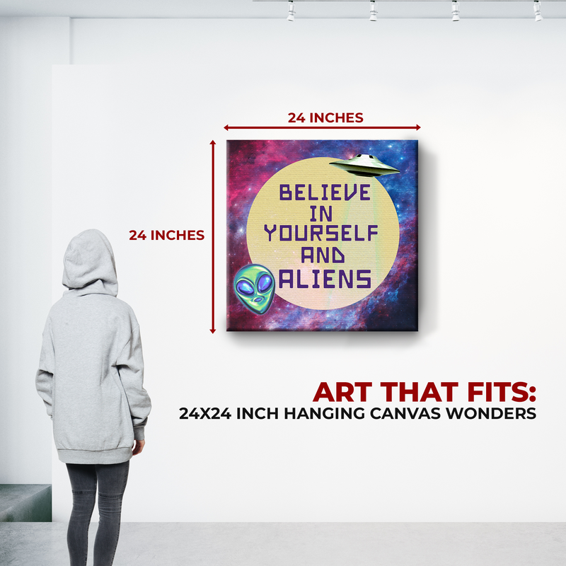 BELIEVE IN YOURSELF & ALIENS WALL CANVAS DECOR
