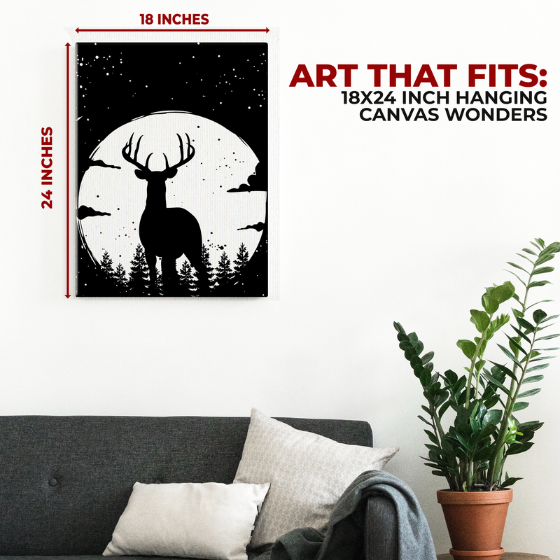 FULL MOON DEER CANVAS DECOR