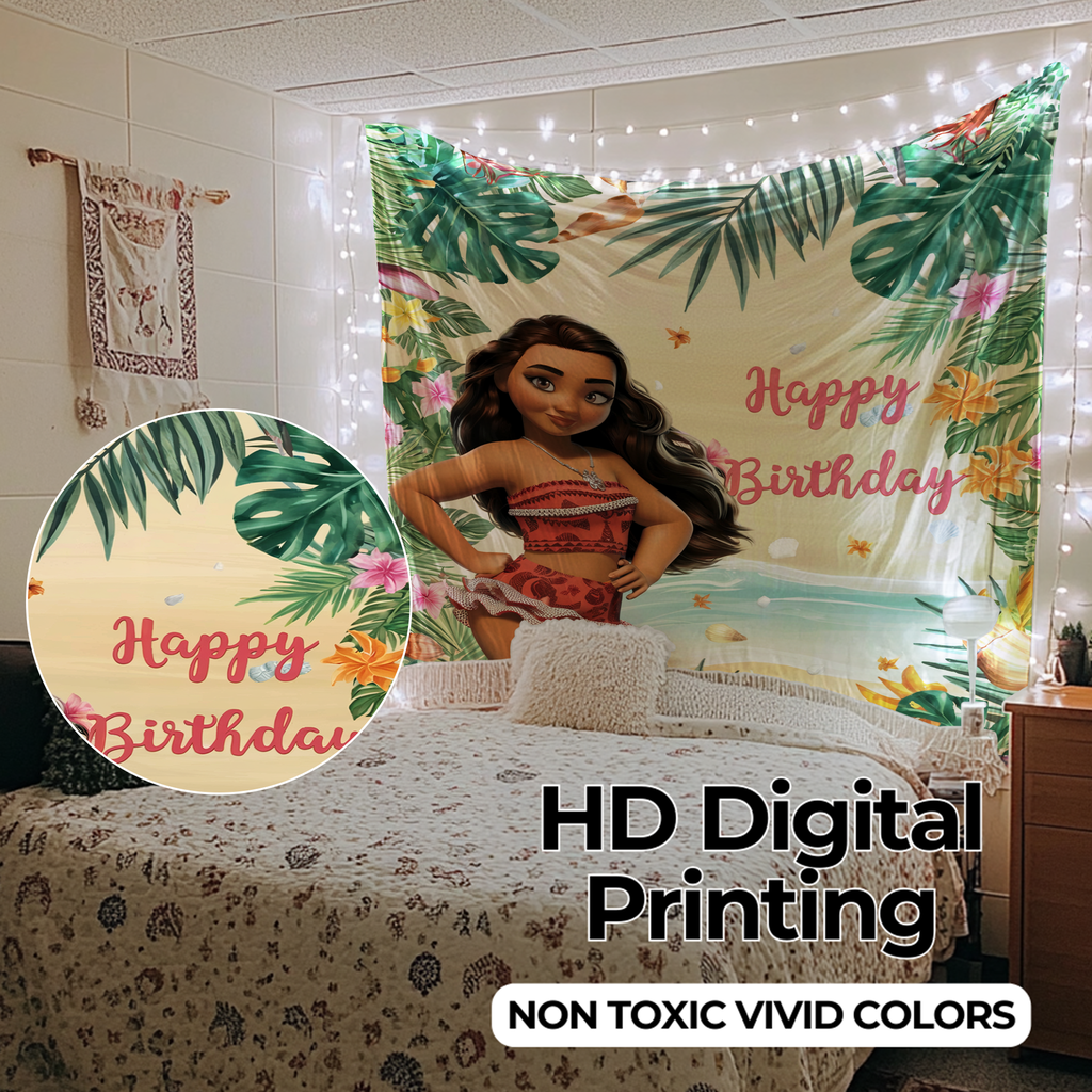 HAPPY BIRTHDAY MOANA INSPIRED WALL TAPESTRY