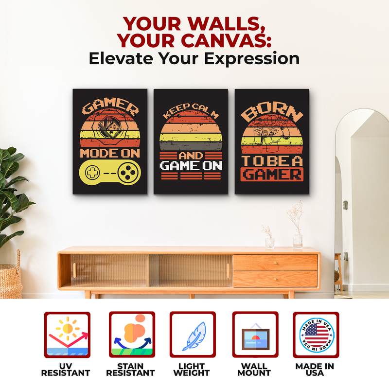 KEEP CALM & GAME ON CANVAS DECOR