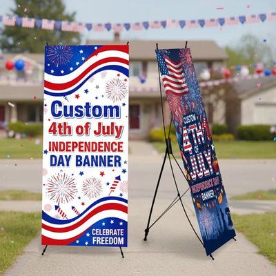 Custom 250th 4th of July Banner with X Stand