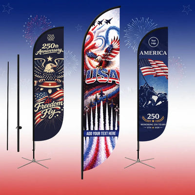 Pre Design 250th 4th of July Feather Flag
