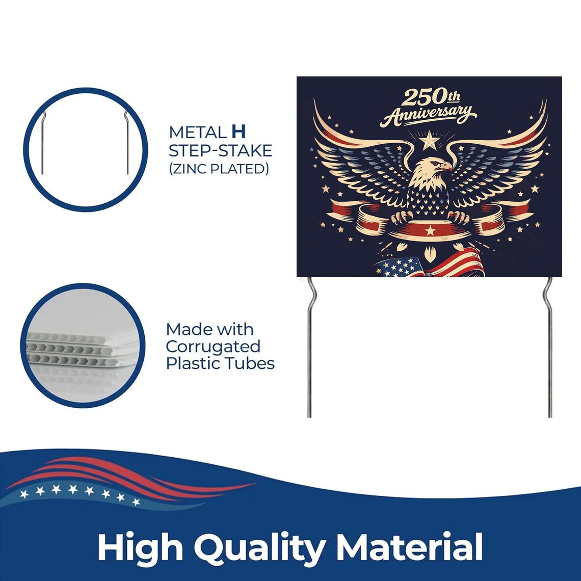 Custom 4th of July Yard Sign with Metal Stakes