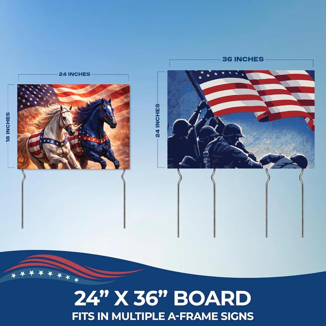 Custom 4th of July Yard Sign with Metal Stakes