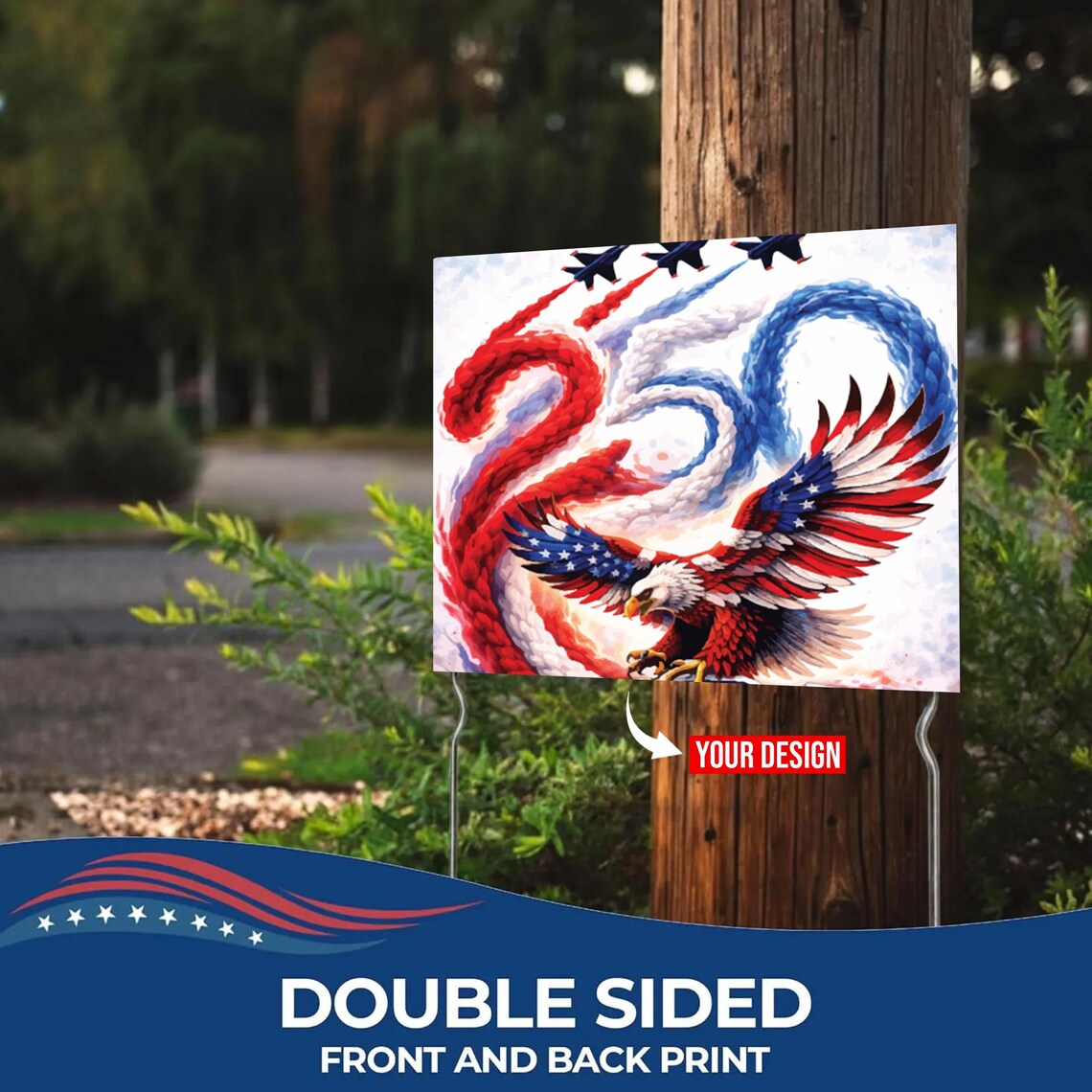 Custom 4th of July Yard Sign with Metal Stakes