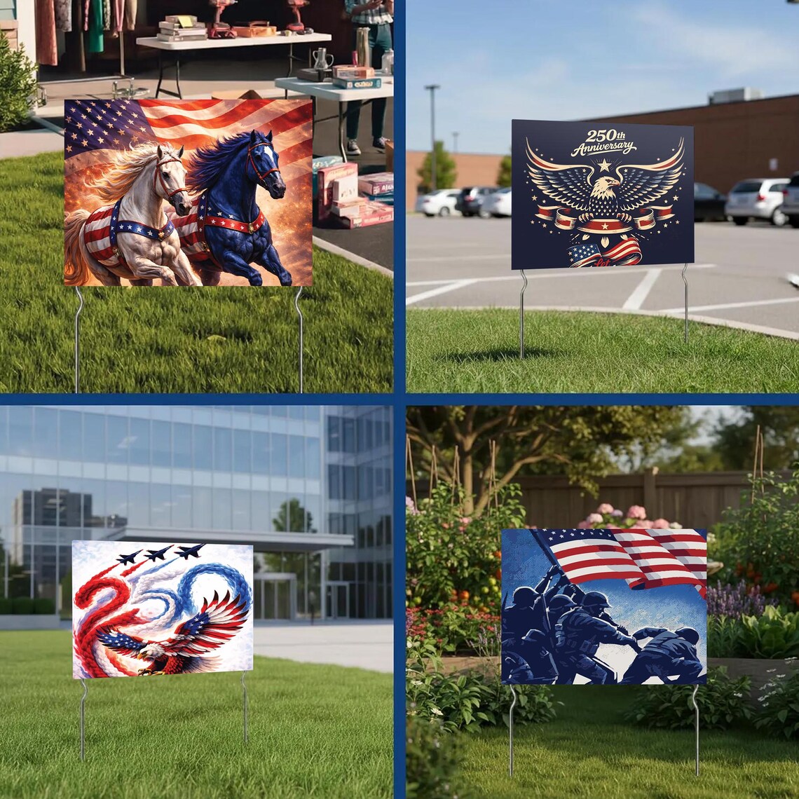 Custom 4th of July Yard Sign with Metal Stakes