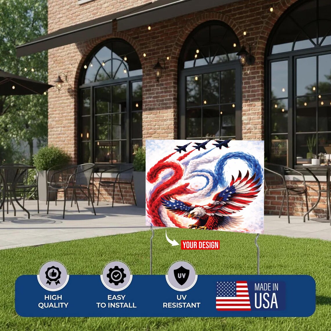 Custom 4th of July Yard Sign with Metal Stakes