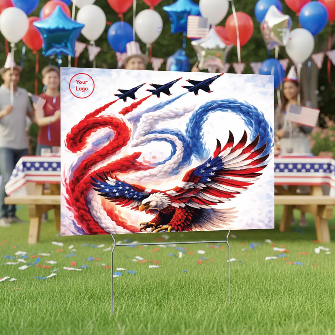 Pre Design 250 Independence Day Yard Sign with Metal Stakes