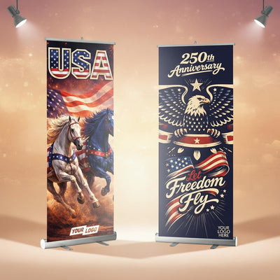 Per Design 250th 4th of July Retractable Banner