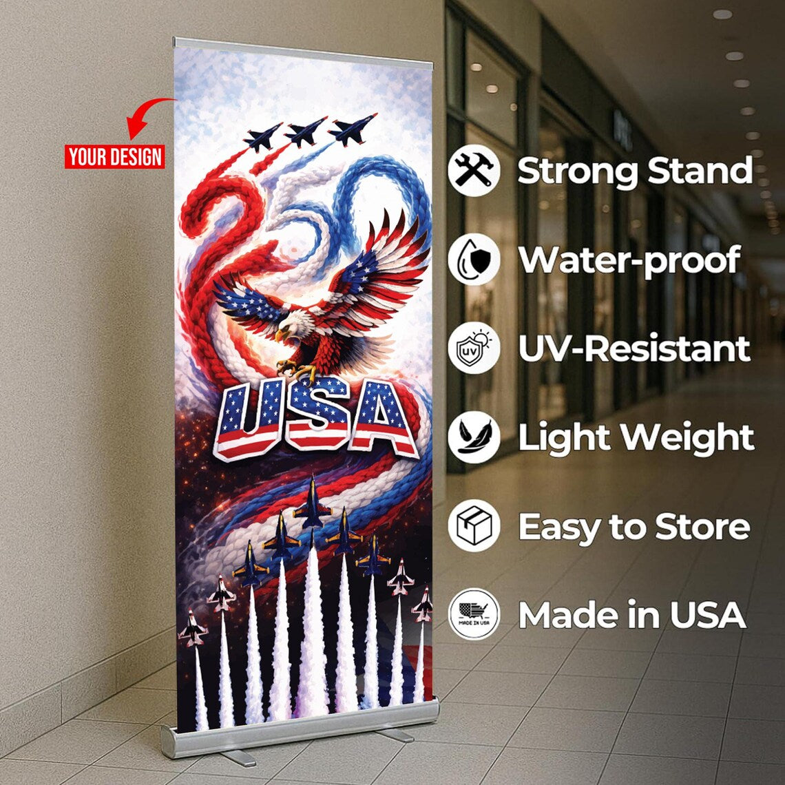 Custom 250th 4th of July Retractable Banner