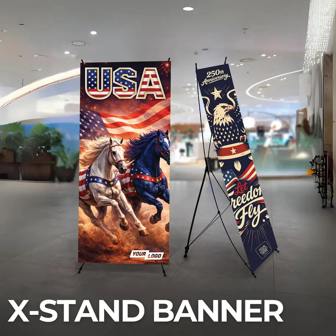 Pre Design 250th 4th of July Banner with X Stand