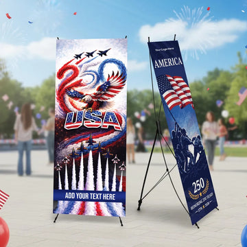 Pre Design 250th 4th of July Banner with X Stand