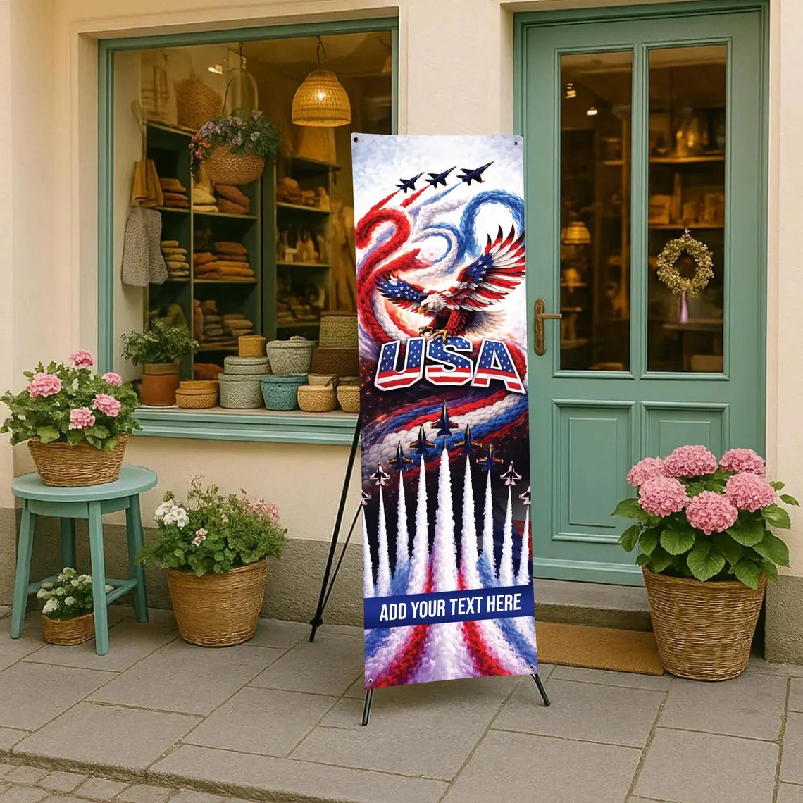 Pre Design 250th 4th of July Banner with X Stand