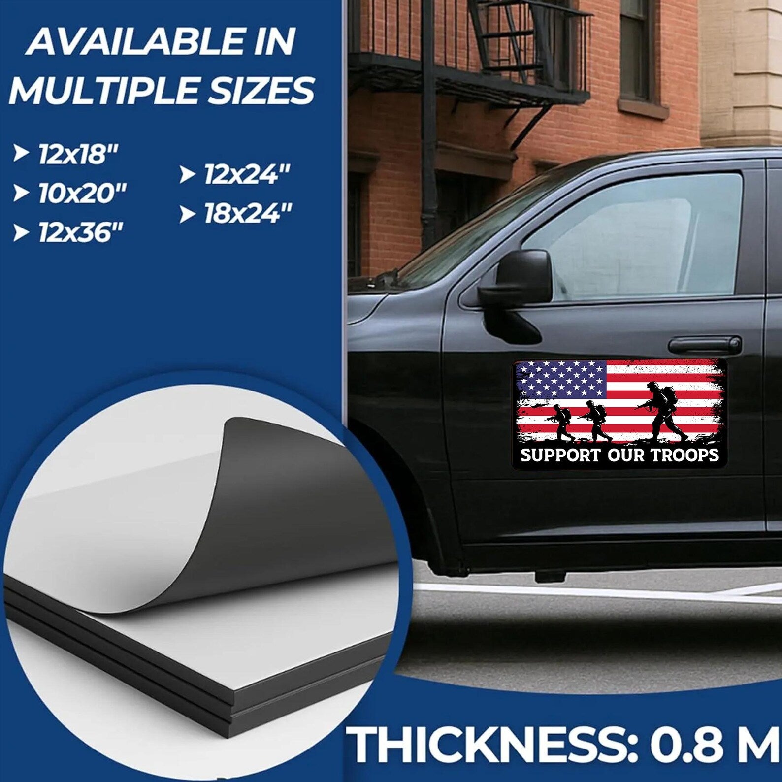 Support Our Troops Car Magnet Sign
