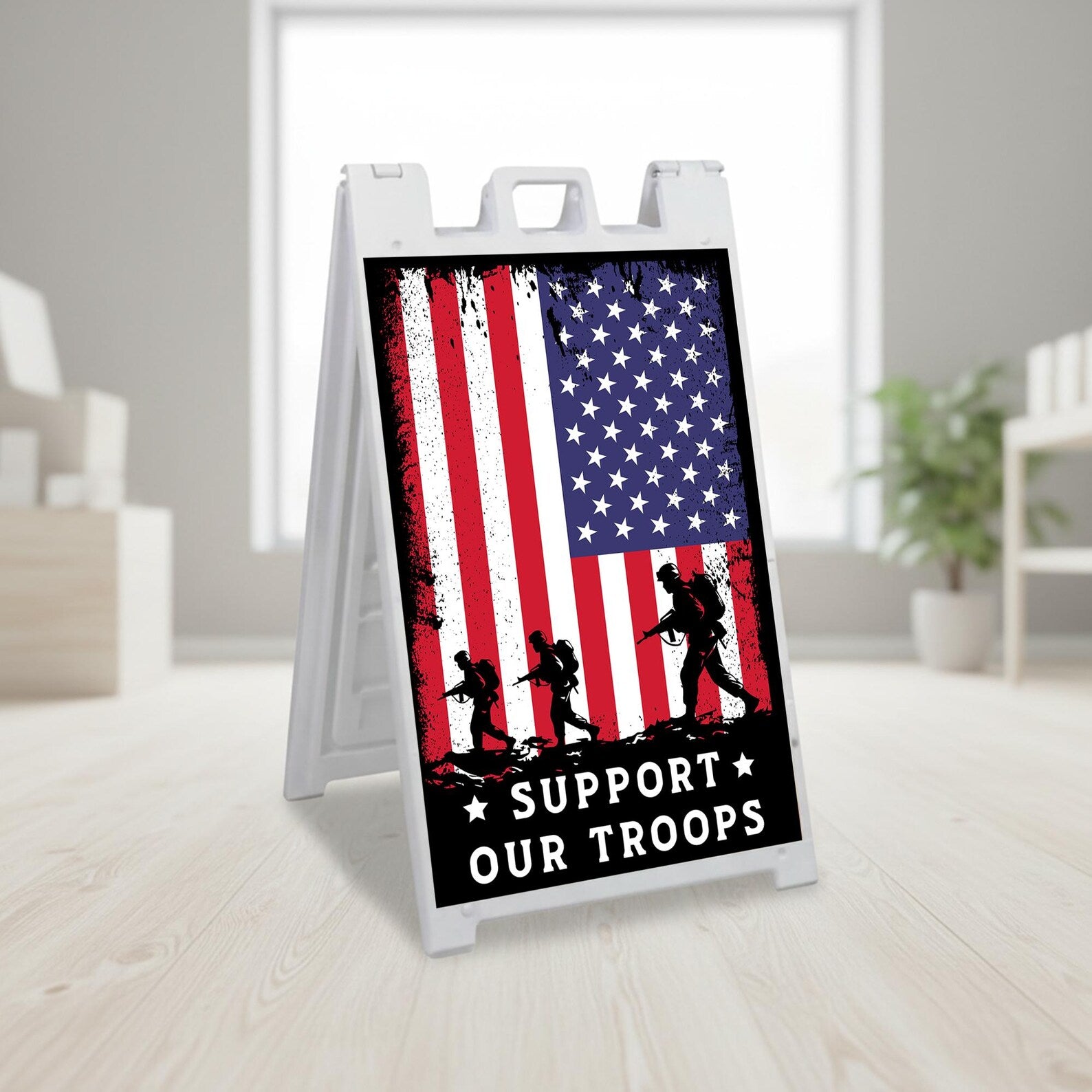 Support Our Troops Yard Sign, Patriotic USA Military Family Pride