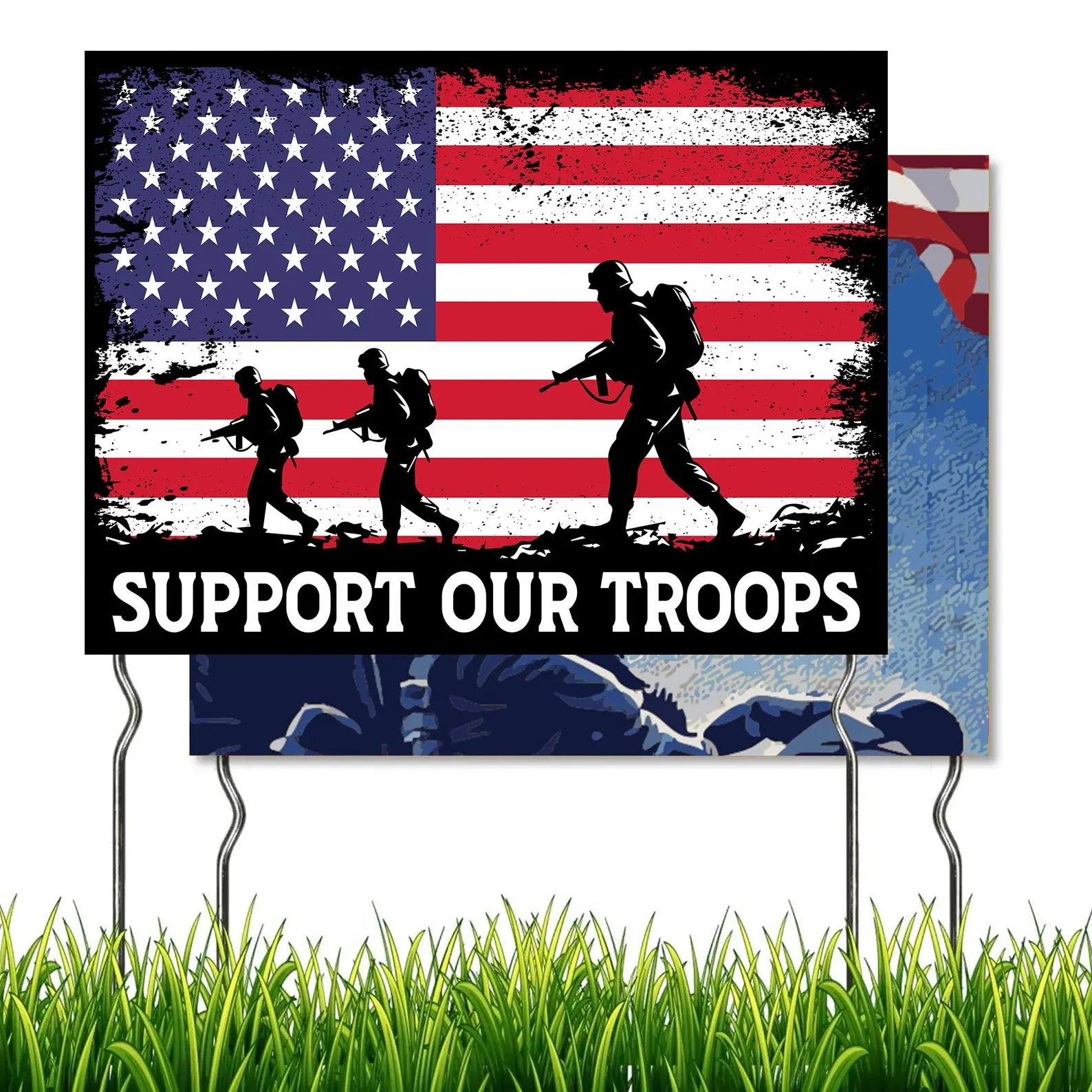 Support Our Troops Yard Sign with Metal Stakes
