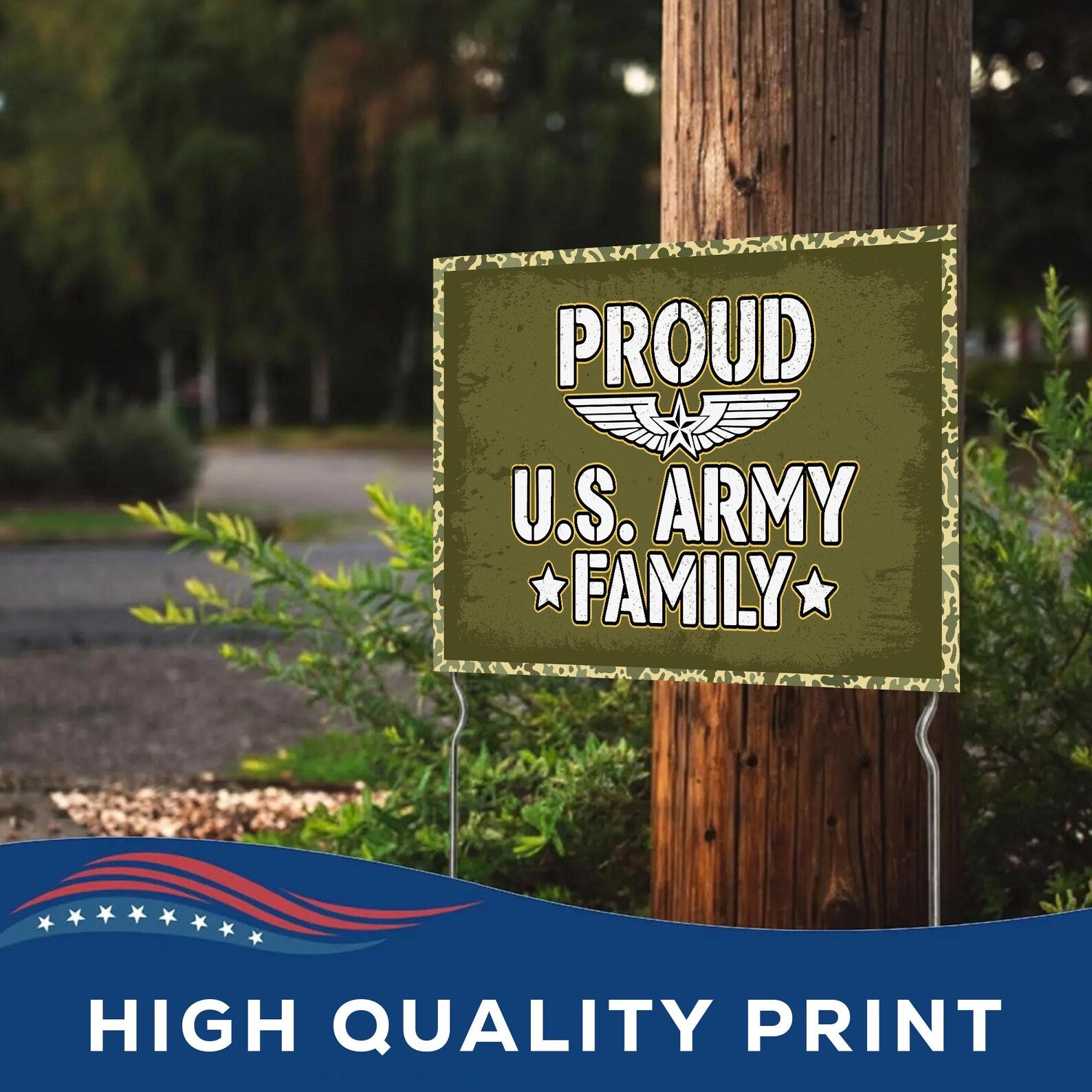 Proud Army Family Yard Sign with Metal Stakes