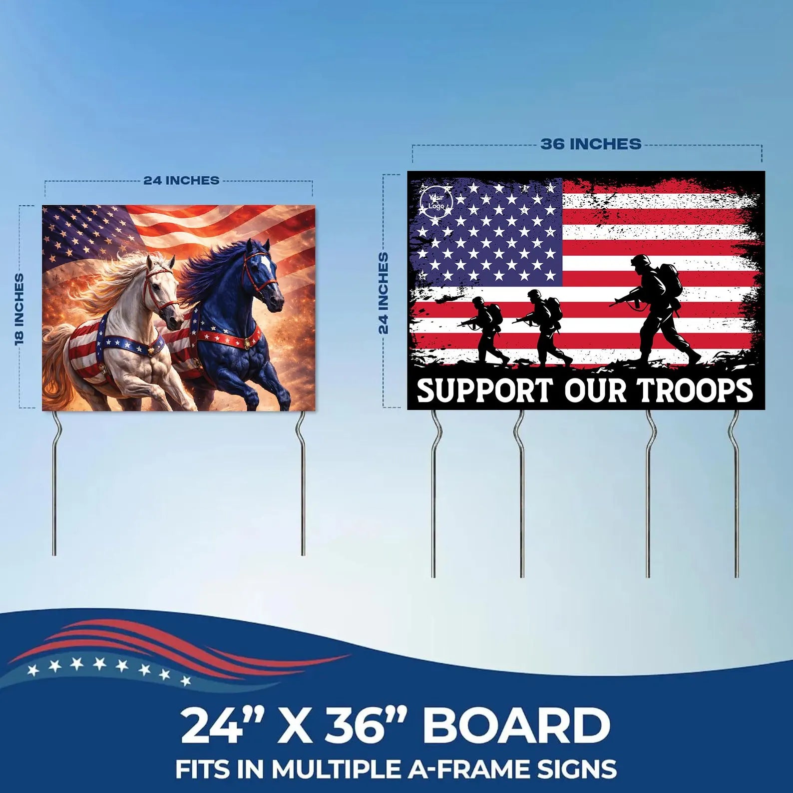Support Our Troops Yard Sign with Metal Stakes