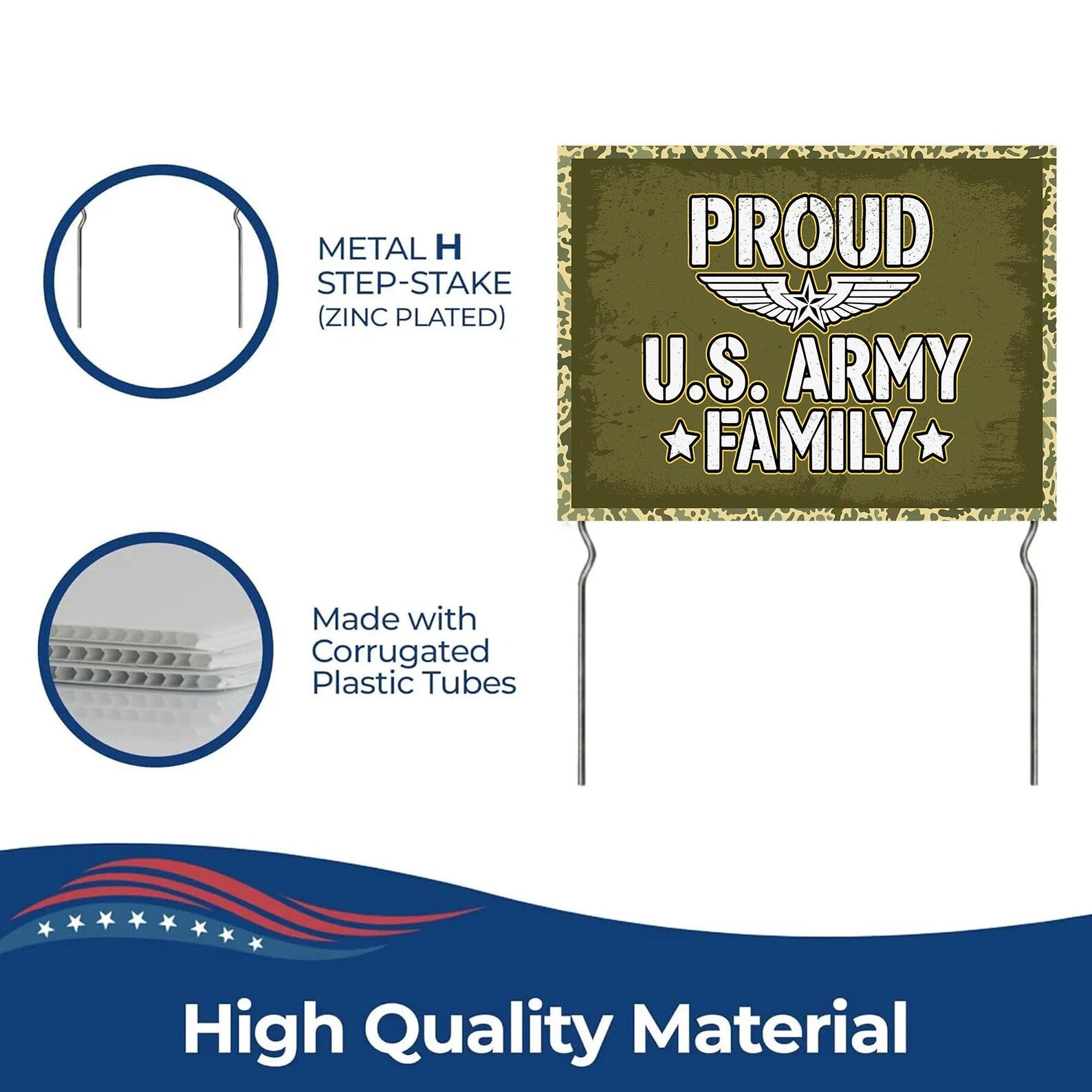 Proud Army Family Yard Sign with Metal Stakes