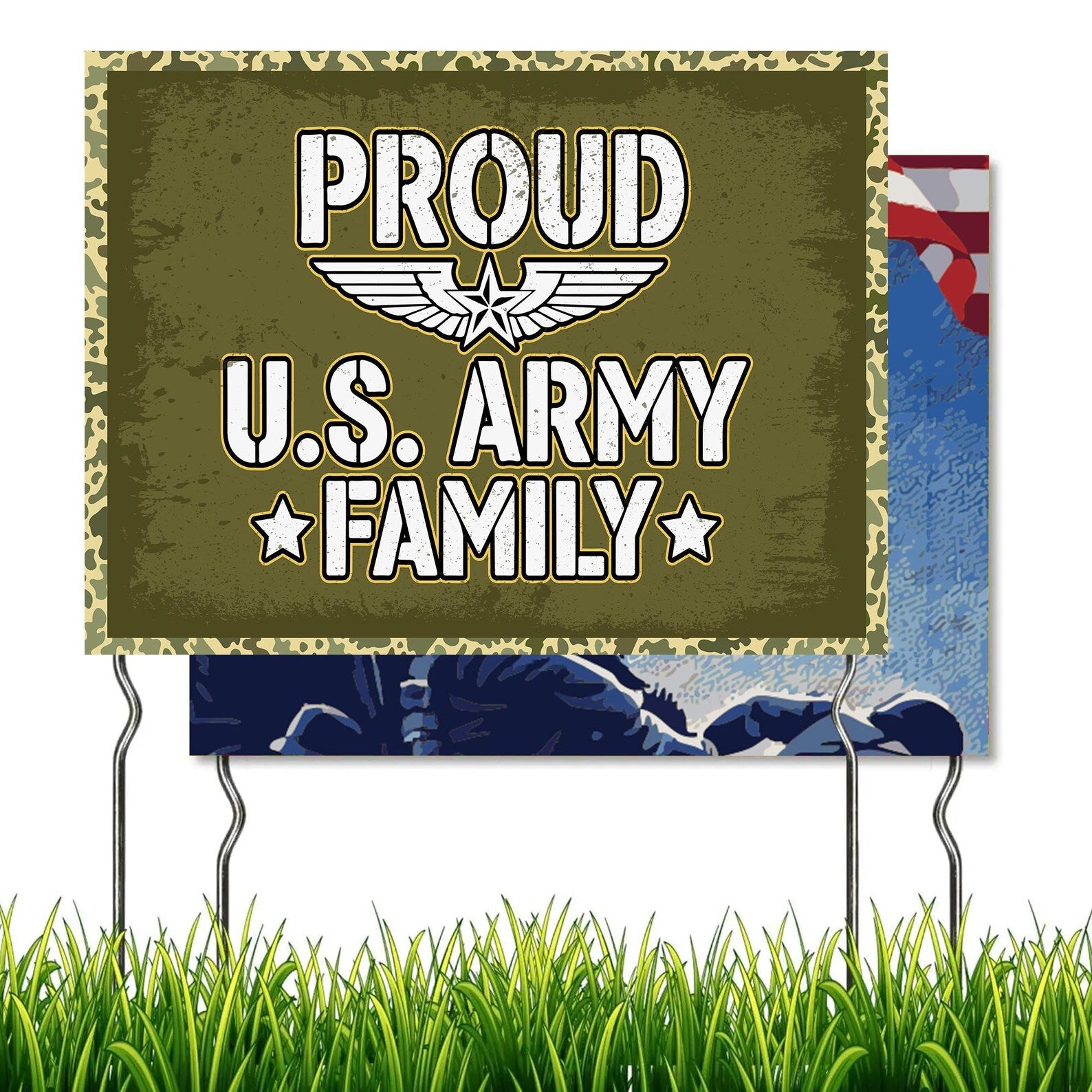 Proud Army Family Yard Sign with Metal Stakes