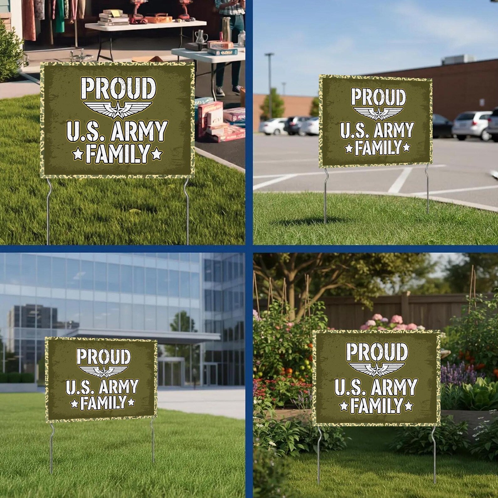 Proud Army Family Yard Sign with Metal Stakes