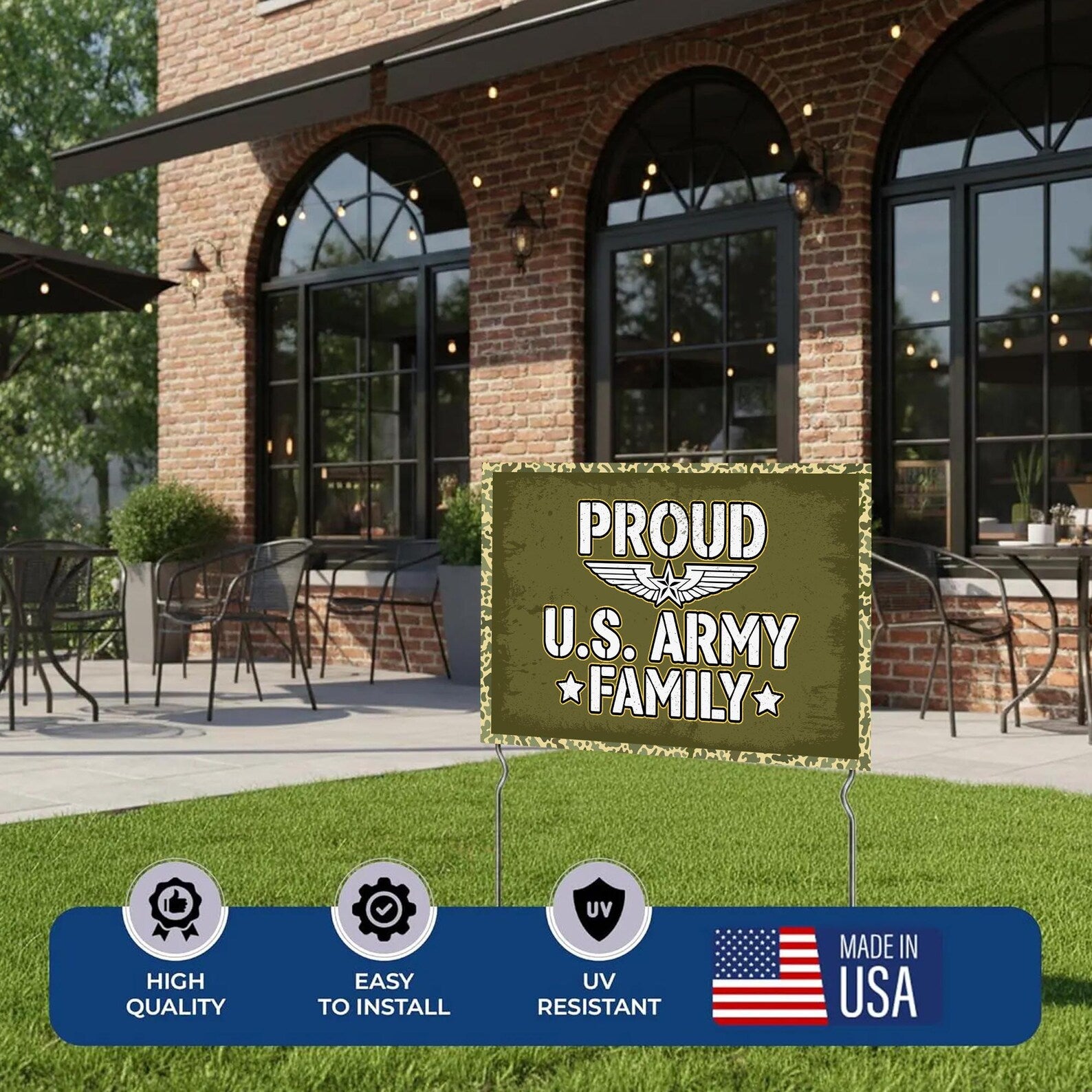 Proud Army Family Yard Sign with Metal Stakes