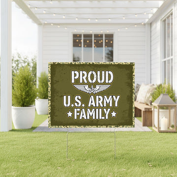 Proud Army Family Yard Sign with Metal Stakes