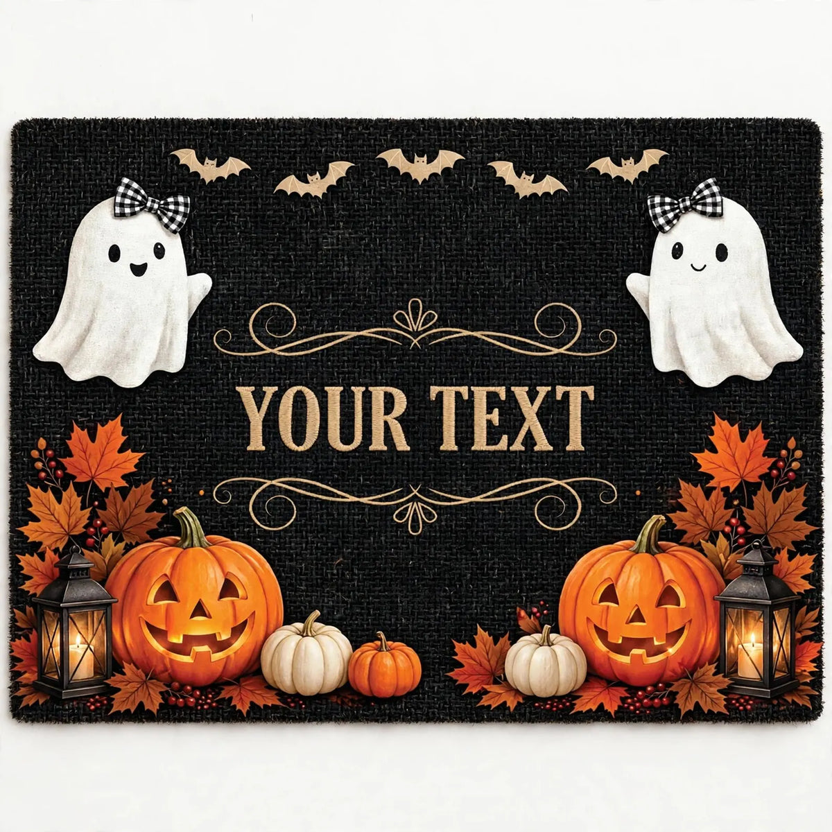 Personalized Halloween Doormat Custom Name Ghost Rug Halloween Pumpkin Welcome Mat Spooky Front Door Decor Custom Fall Door Mat
