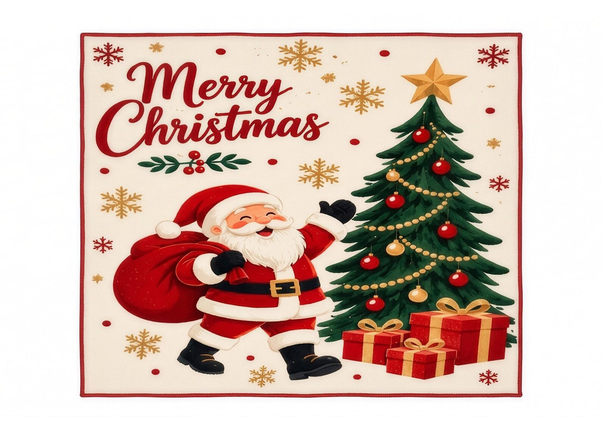 Christmas Santa Claus Rug Christmas Tree Area Rug Merry Christmas Holiday Carpet Festive Winter Home Decor Bedroom Living room Carpet