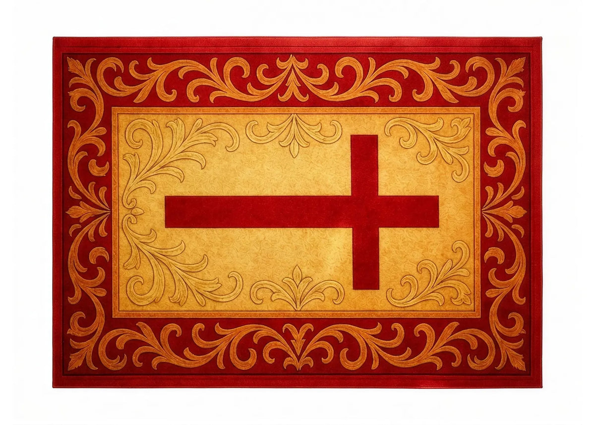 Christian Cross Area Rug Red and Gold Church Carpet Religious Home Decor Catholic Prayer Rug Bible Church Altar Rug Faith Gift
