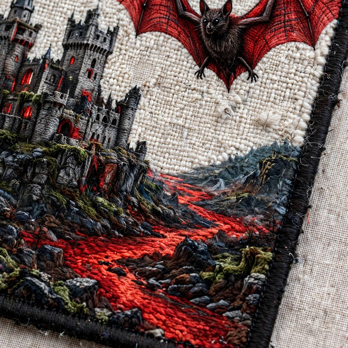 Dark Fantasy Rug, Gothic Castle Carpet, Flying Bat Halloween Home Decor Dragon Bat Carpet, Spooky Gothic Room