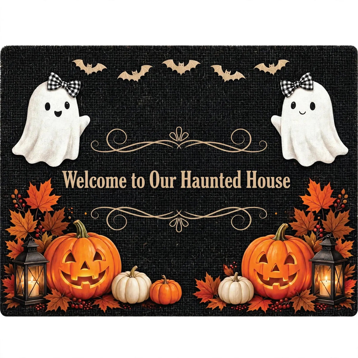 Personalized Halloween Doormat Custom Name Ghost Rug Halloween Pumpkin Welcome Mat Spooky Front Door Decor Custom Fall Door Mat