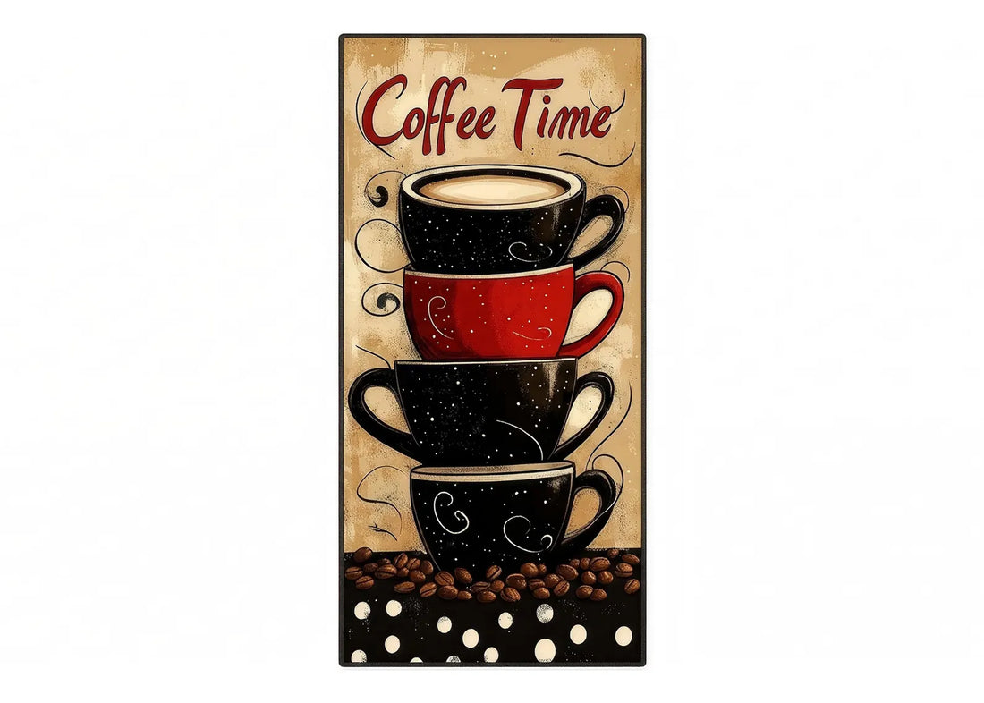 Coffee Time Area Rug Coffee Cup Kitchen Carpet Vintage Coffee Lover Rug Cute Cafe Decor Coffee Shop Floor Mat