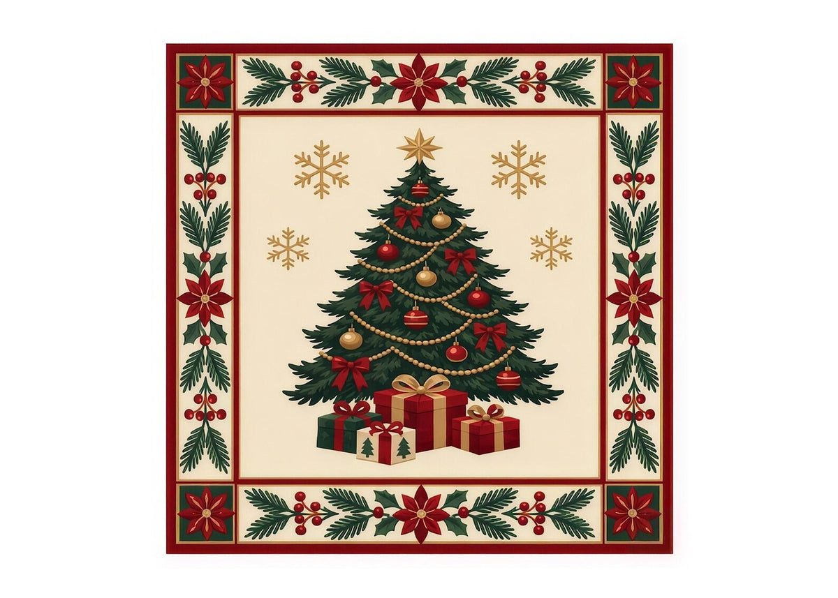 Christmas Tree Rug Festive Holiday Area Rug Red Green Xmas Carpet Winter Seasonal Home Decor Christmas Living Room Rug