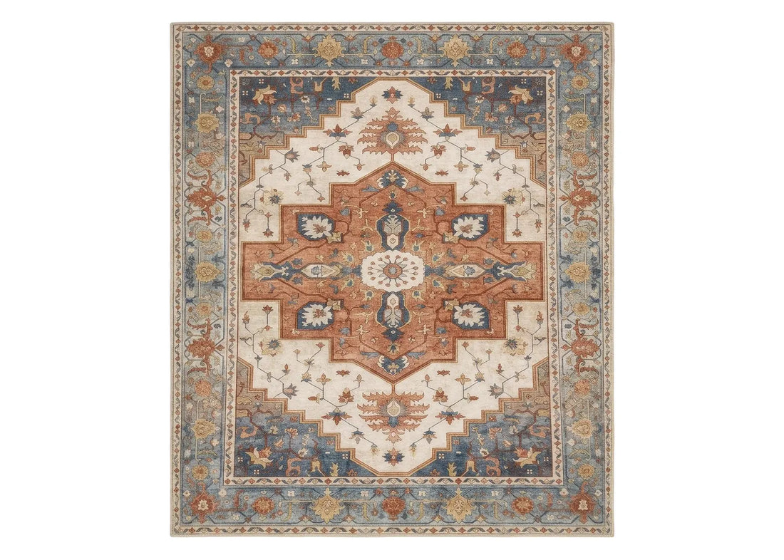 Vintage Area Rug Oriental Rug for Bedroom Large Bohemian Medallion Carpet for Living Room Decor Farmhouse Rustic Home Decor