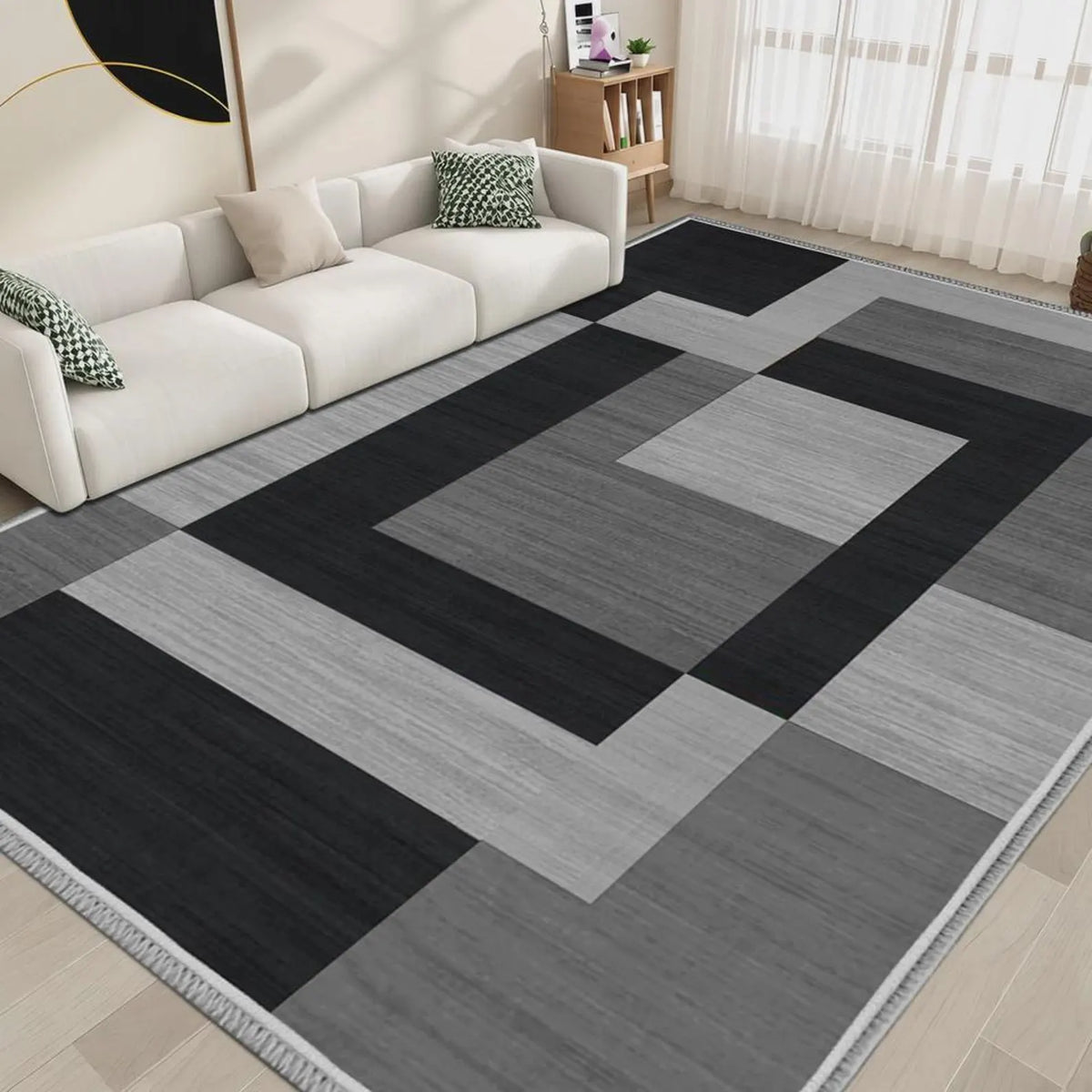 Modern Geometric Area Rug Abstract Carpet with Non Slip Backing Large Contemporary Rug for Living Room Bedroom Office Home Decor