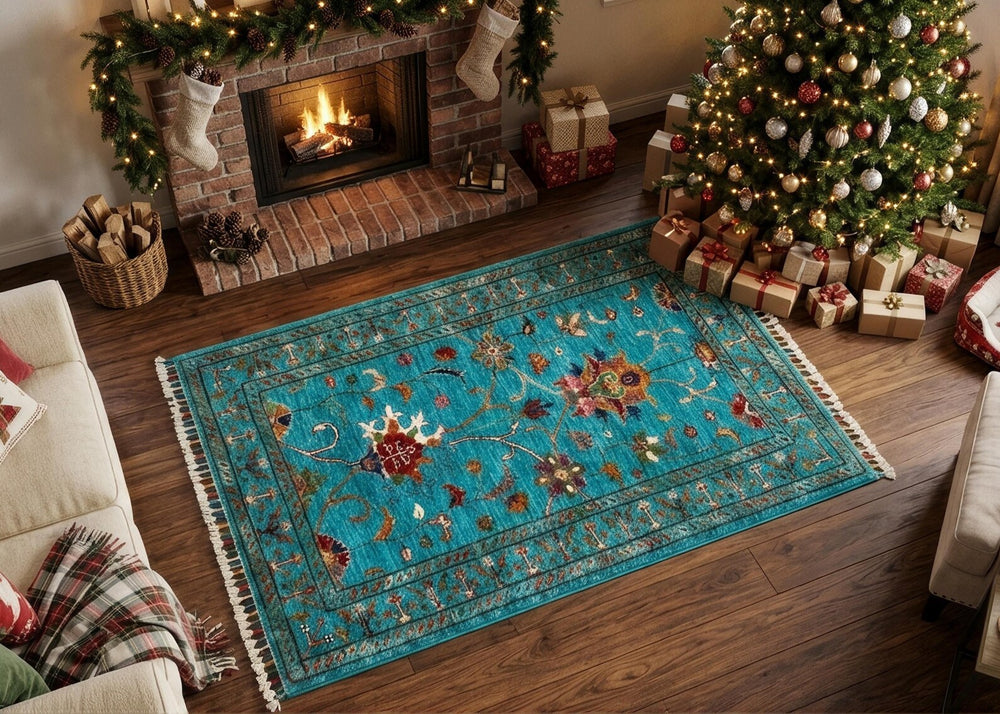 Non Slip Oriental Area Rug Vintage Afghan Style Carpet Floral Boho Rug Traditional Floor Decor Colorful Living Room Rug Rustic Home Decor