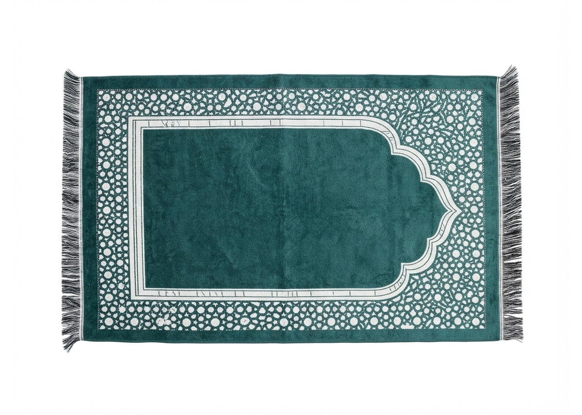Green Islamic Prayer Rug Muslim Prayer Mat Luxury Janamaz Turkish Style Prayer Carpet Ramadan Gift Islamic Home Decor Salah Mat