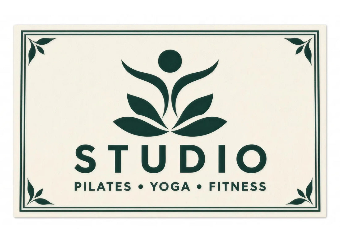 Custom Pilates Studio Rug Personalized Yoga Fitness Logo Mat Minimalist Gym Floor Rug Custom Business Logo Carpet Wellness Studio Decor