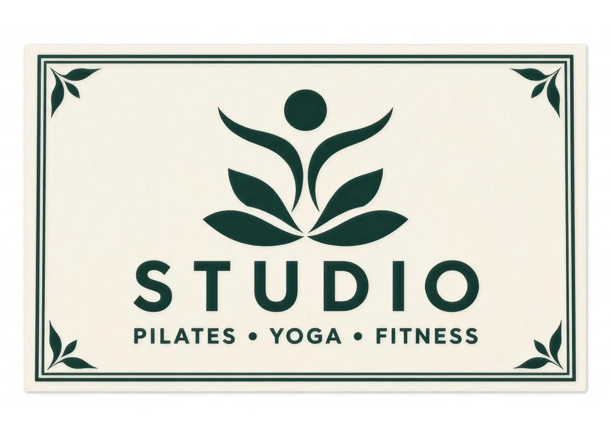 Custom Pilates Studio Rug Personalized Yoga Fitness Logo Mat Minimalist Gym Floor Rug Custom Business Logo Carpet Wellness Studio Decor