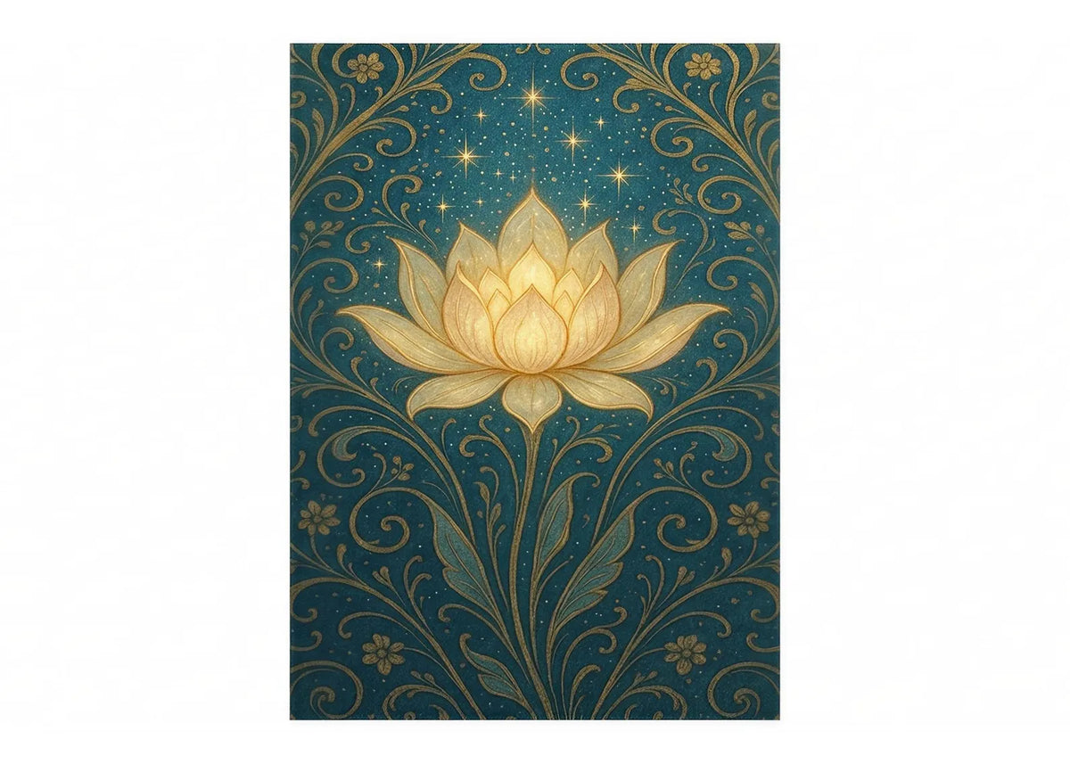 Teal Lotus Flower Rug Gold Floral Area Rug Boho Meditation Room Decor Spiritual Yoga Rug Elegant Botanical Living Room Carpet