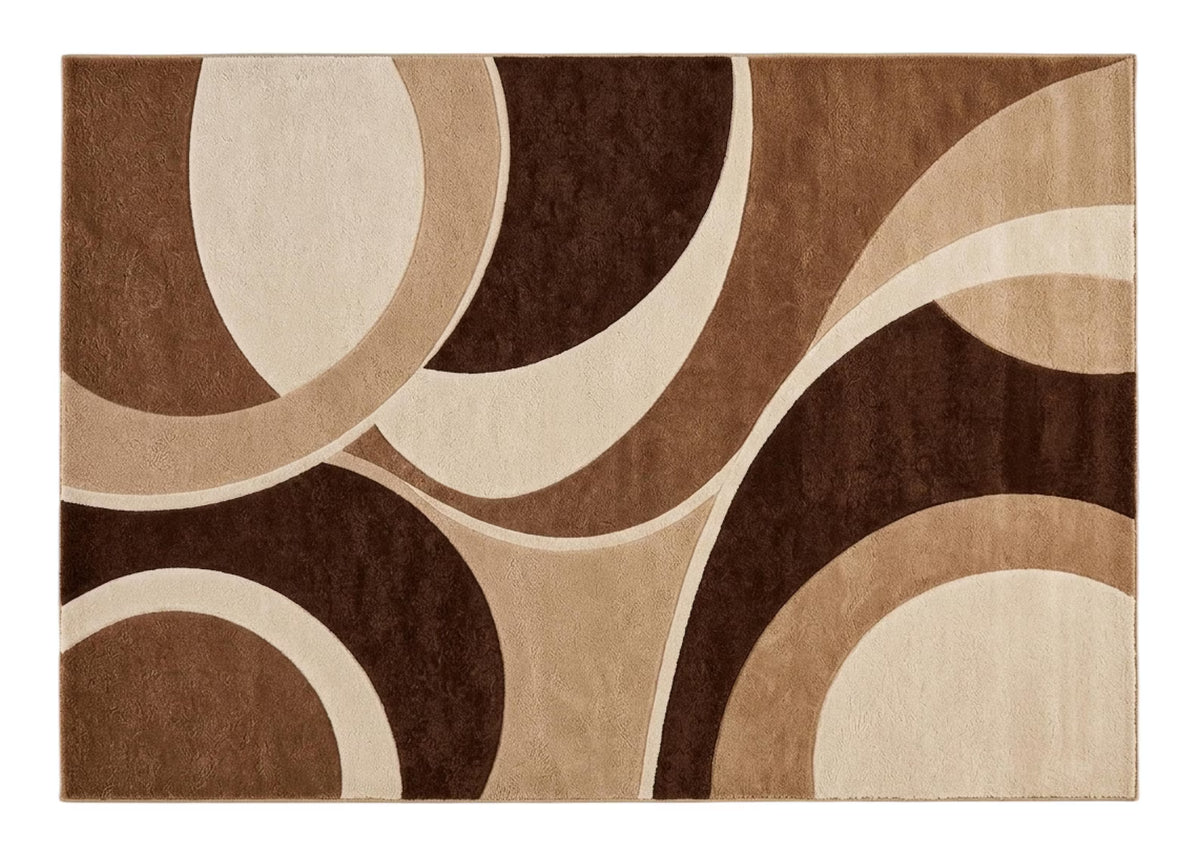 Brown Abstract Area Rug Modern Geometric Carpet Non Slip Living Room Rug Contemporary Minimalist Home Decor