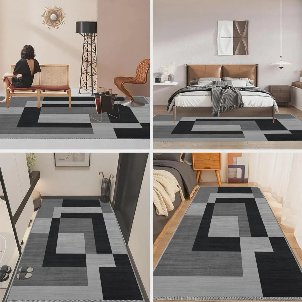 Modern Geometric Area Rug Abstract Carpet with Non Slip Backing Large Contemporary Rug for Living Room Bedroom Office Home Decor