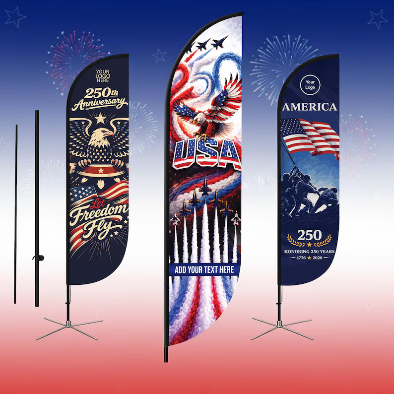Per Design 250th 4th of July Feather Flag 180"x30"