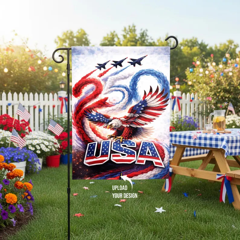 Custom 250th 4th of July Garden Flag 12” x 18” with Pole